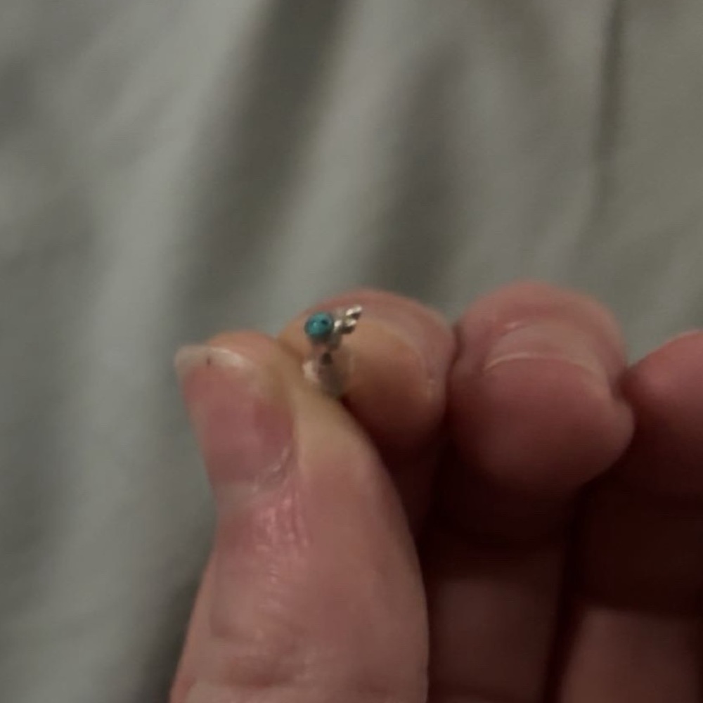 Tiny silver and turquoise western stud